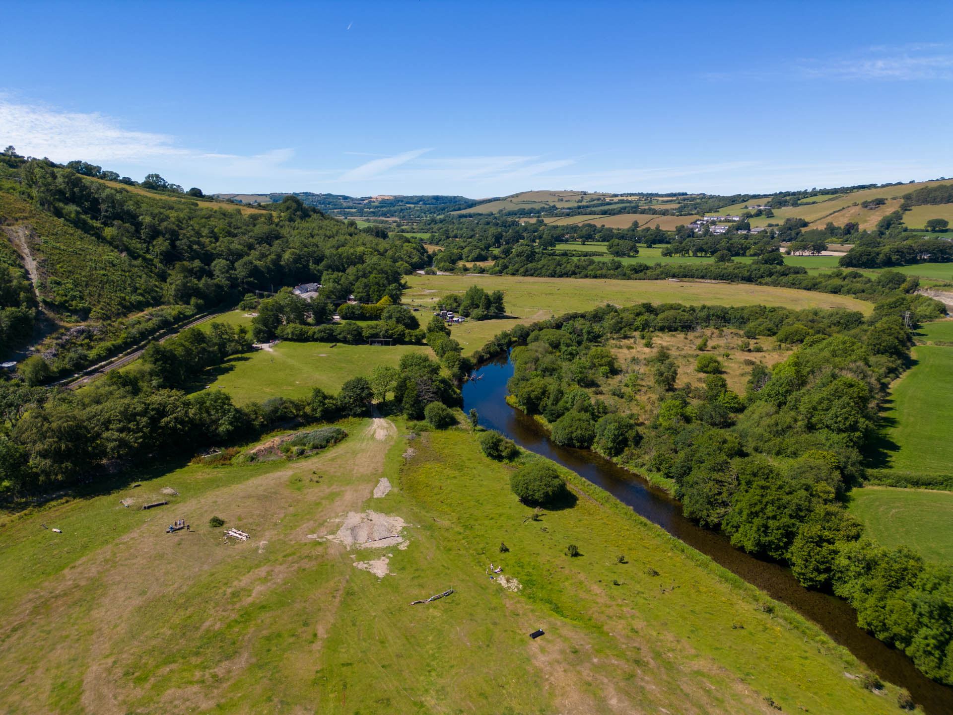 Drone view over the Rheidol valley, Ceredigion
