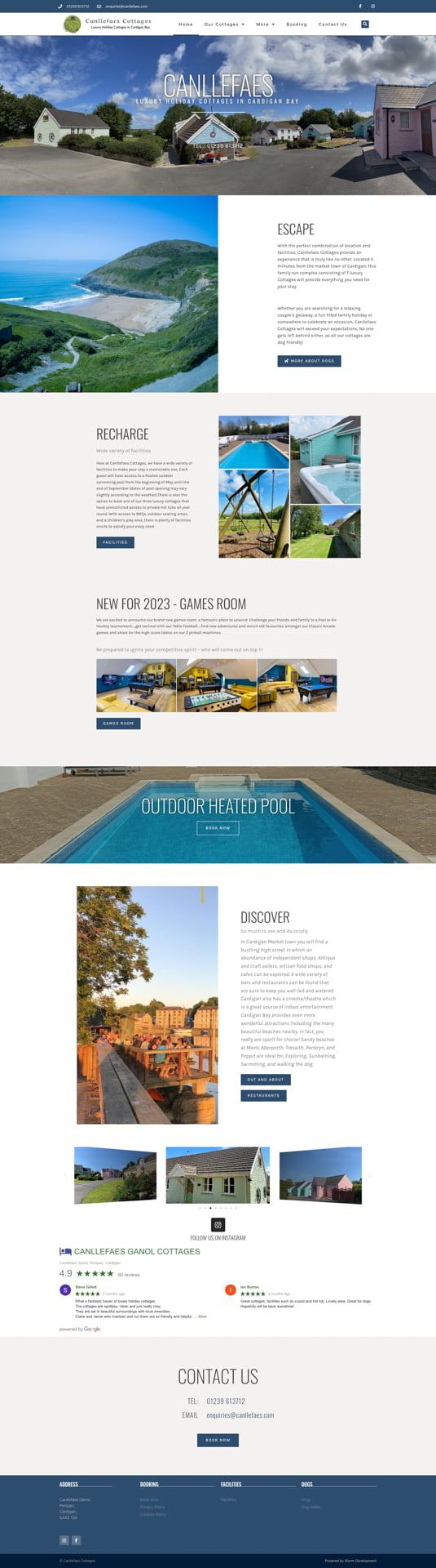 Canllefaes Cottages website by Storm Development