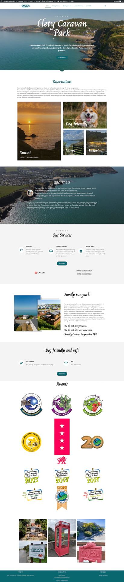 Llety Caravan Park website by Storm Development