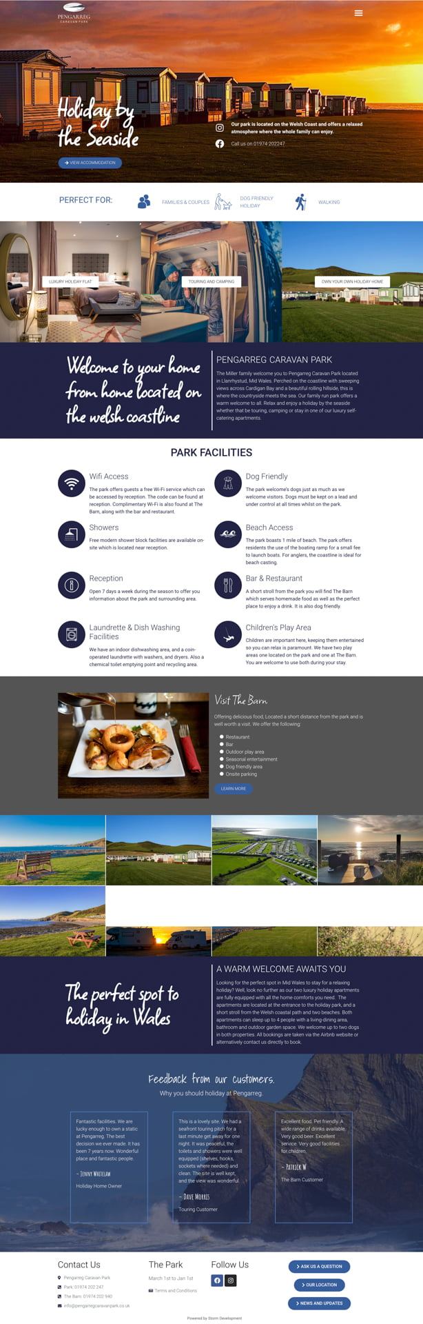 Pengarreg Caravan Park website by Storm Development